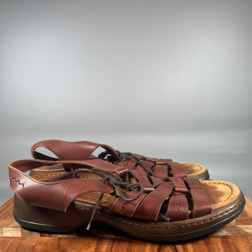 Dansko Brown Leather Fisherman Sandals EU 41 US 10.5-11 Lace Up Wedge Portugal